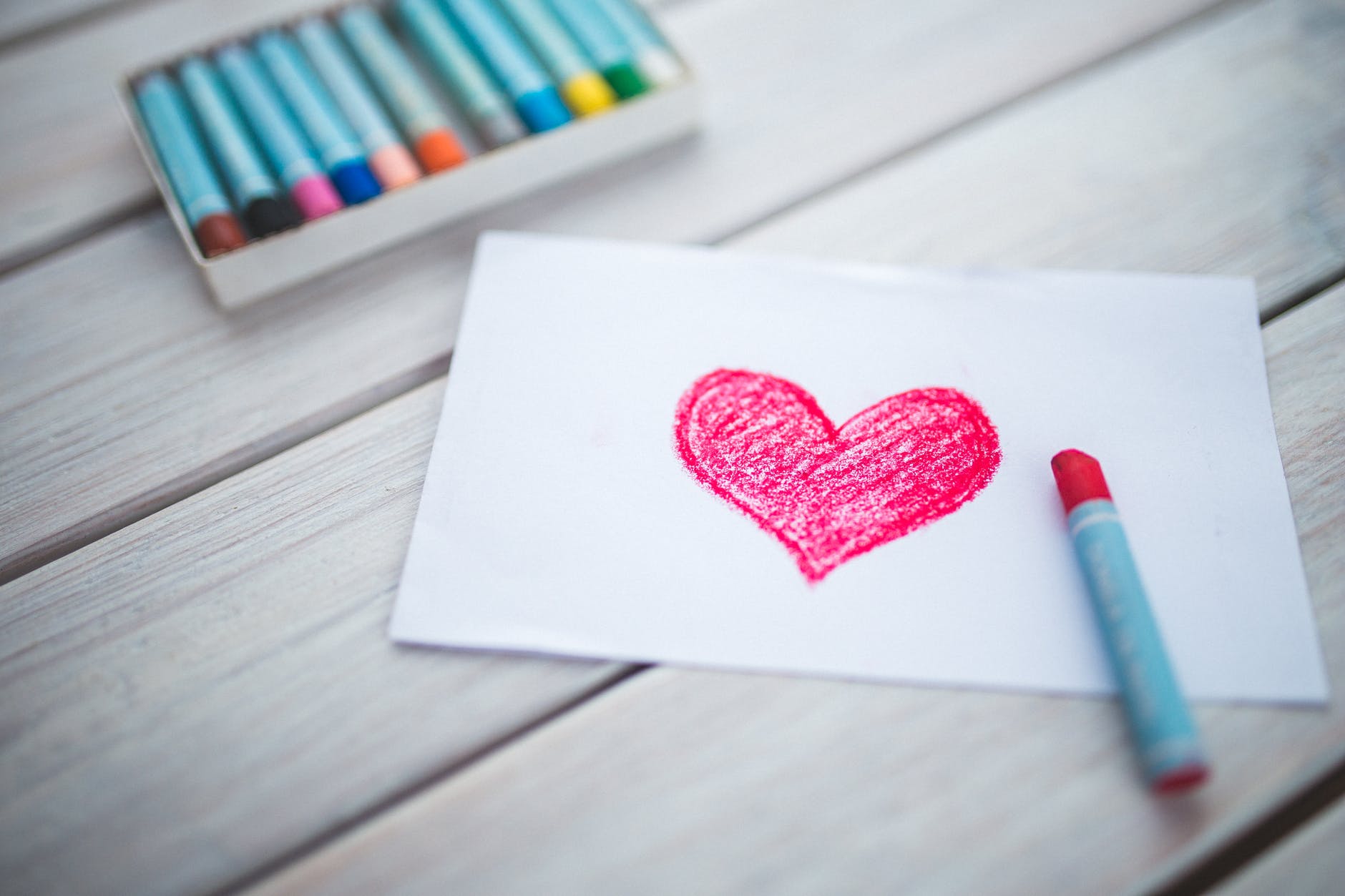 heart with a red oil pastel